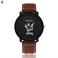 Load image into Gallery viewer, New Couple Queen King Crown Fuax Leather Quartz Analog Wrist Watch Chronograph Party Gift Letter Print Queen KingQ Couple Watch