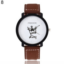 Load image into Gallery viewer, New Couple Queen King Crown Fuax Leather Quartz Analog Wrist Watch Chronograph Party Gift Letter Print Queen KingQ Couple Watch